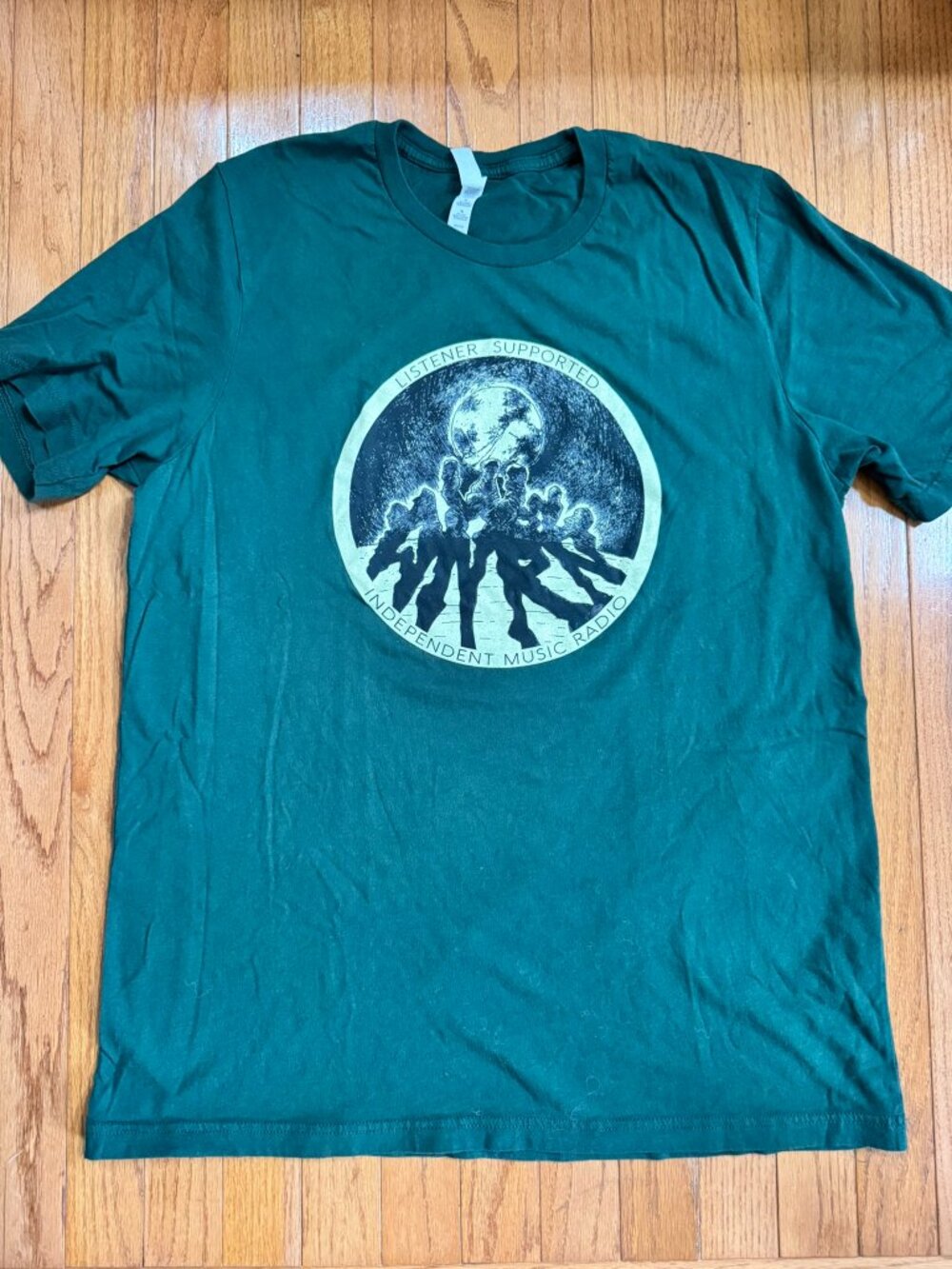 Independent Music Radio Glow‑in‑the‑Dark Tee • Bella+Canvas • Men’s XL • Forest